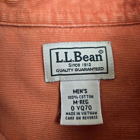LL Bean Pin Wale Corduroy Shirt Outdoor Button Down Apricot YQ70 Men's M - Picture 9 of 12